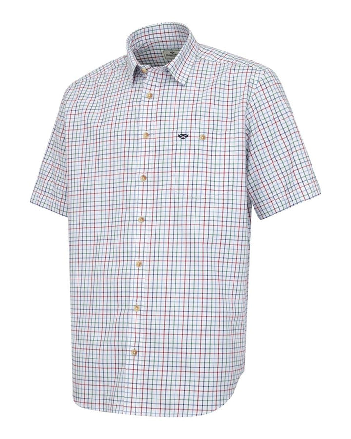 Hoggs of Fife Kessock Short Sleeve Tattersall Shirt Red/Blue/Green