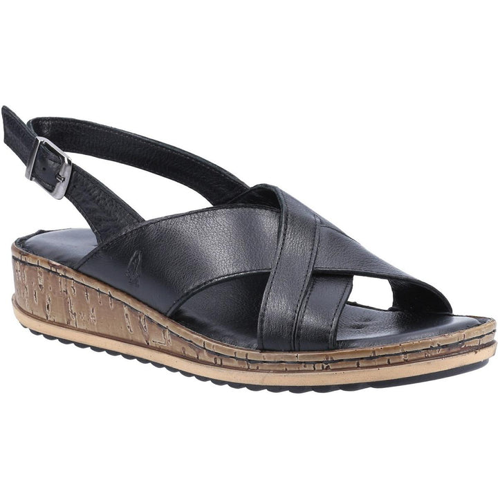 Hush Puppies Elena Cross Over Wedge Sandal Black