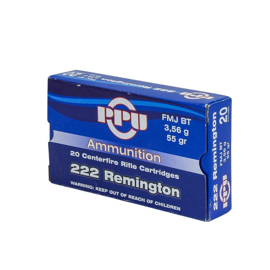 PPU Prvi Partizan .222 Rem 55gr FMJ Boat Tail Rifle Ammo, 20 Rounds