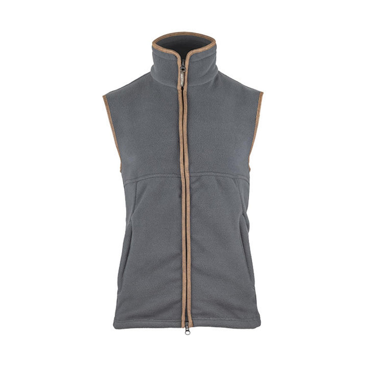Jack Pyke Countryman Fleece Gilet in grey, front flat view of the full-zip fleece bodywarmer with stand collar, on white.
