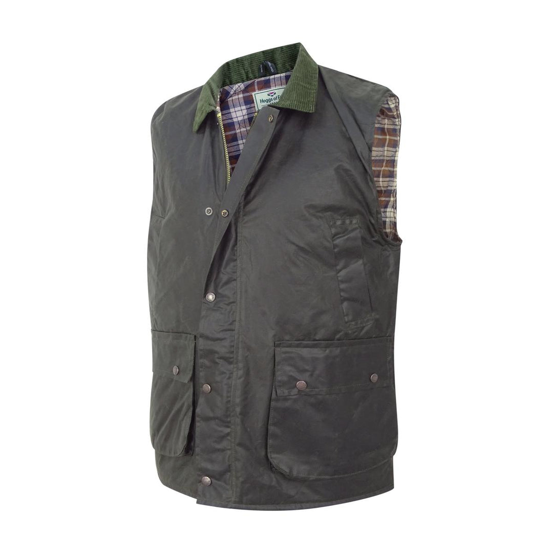 Hoggs of Fife Padded Waxed Waistcoat Olive