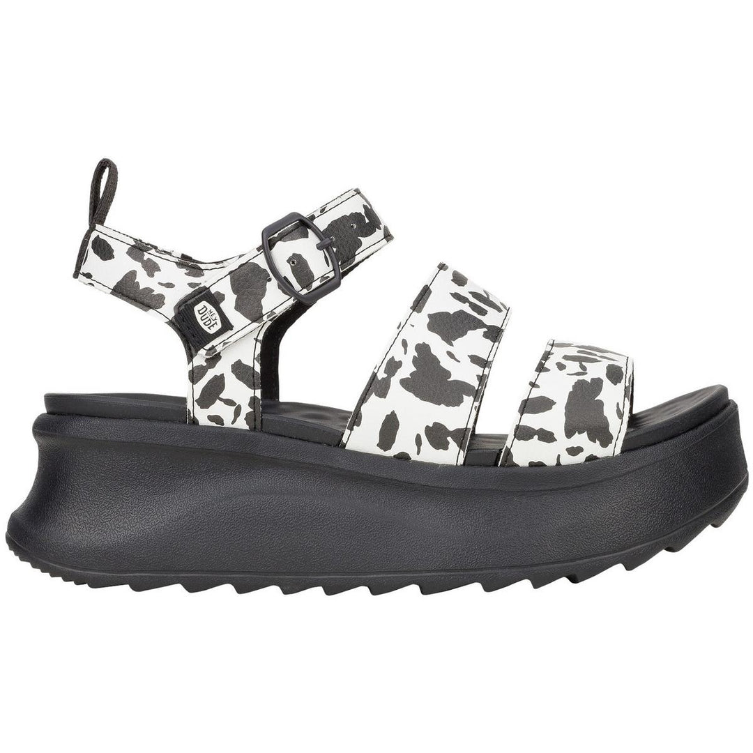 HEYDUDE Delray Buckle Animal Sandal Black/White