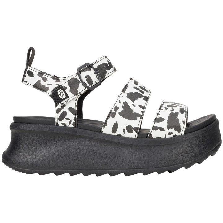 HEYDUDE Delray Buckle Animal Sandal Black/White