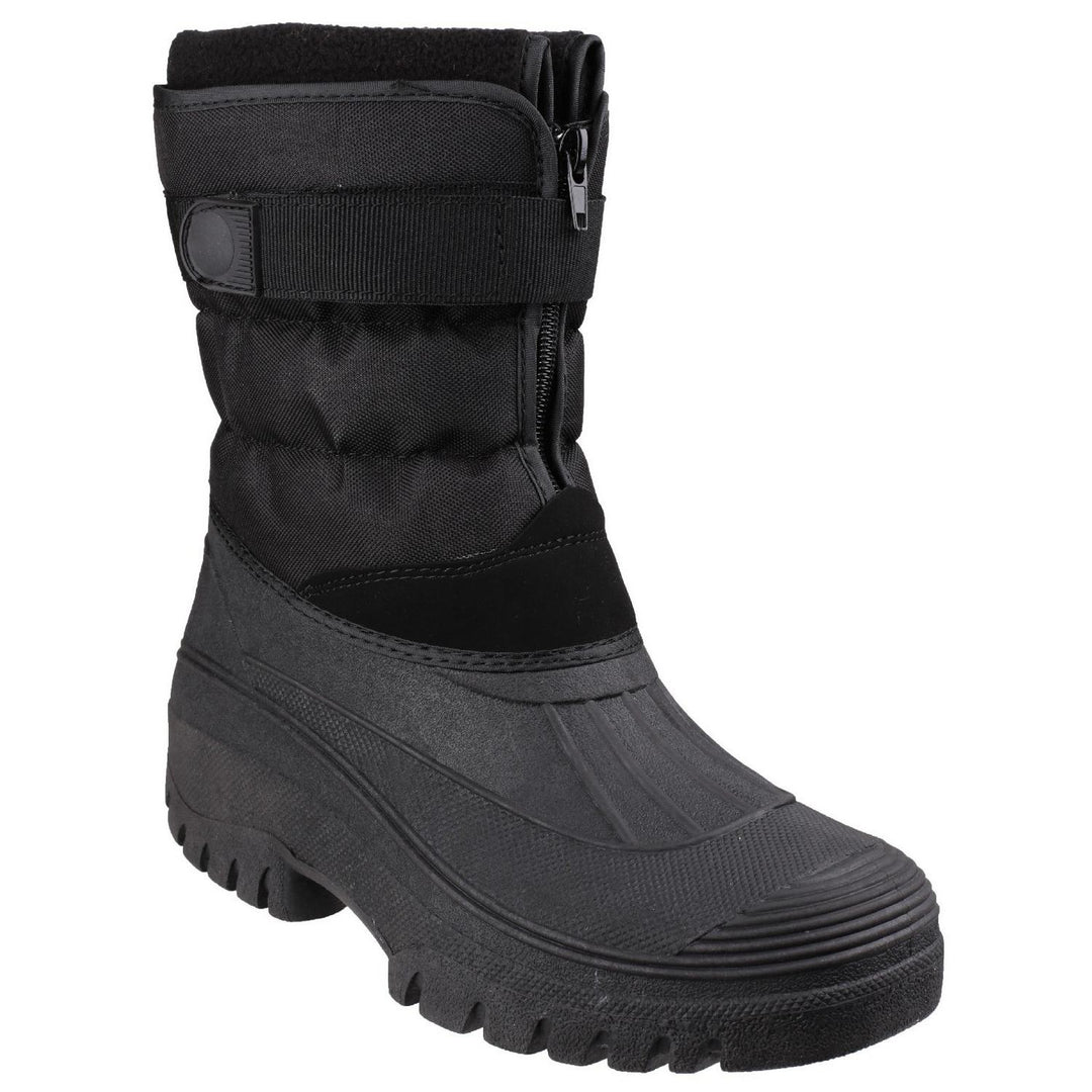 Cotswold Chase Touch Fastening Zip-Up Winter Boot Black