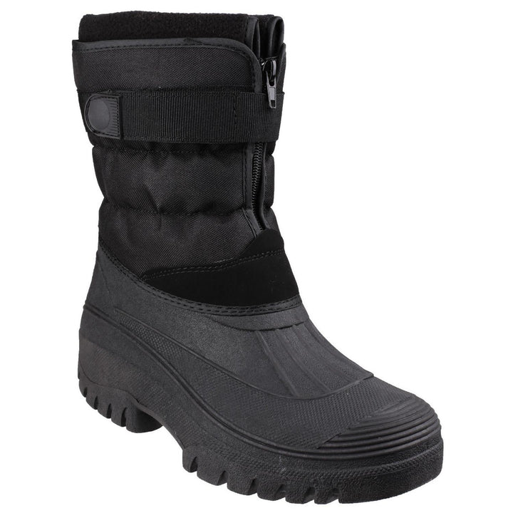 Cotswold Chase Touch Fastening Zip-Up Winter Boot Black