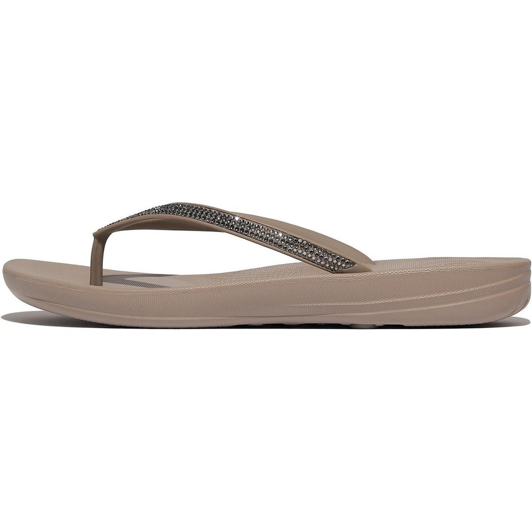 Fitflop iQushion Ombre Sparkle Flip Flops Taupe/Pewter