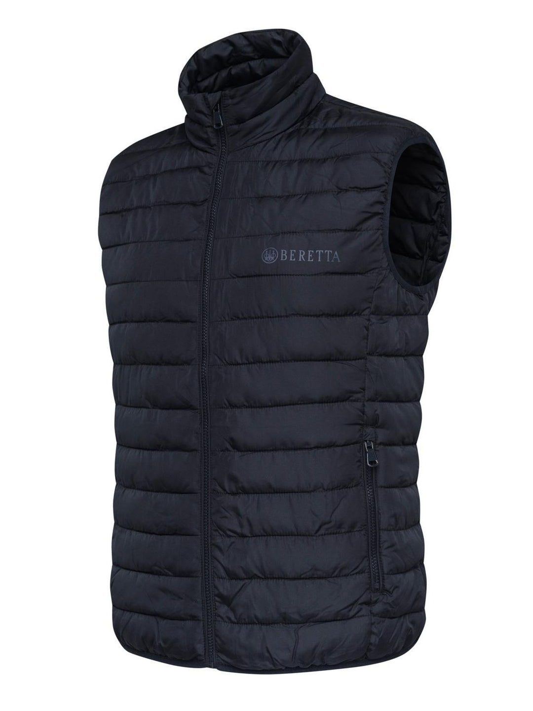 Beretta Pursuit 2 in 1 inner quilted gilet in navy blue, front view with Beretta logo and zip pocket