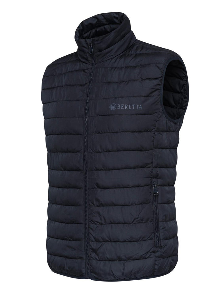 Beretta Pursuit 2 in 1 inner quilted gilet in navy blue, front view with Beretta logo and zip pocket