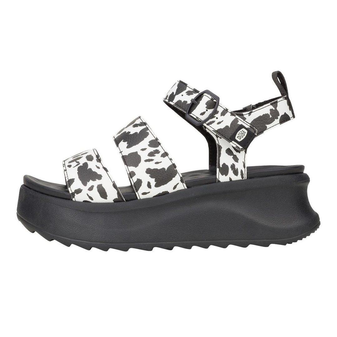 HEYDUDE Delray Buckle Animal Sandal Black/White