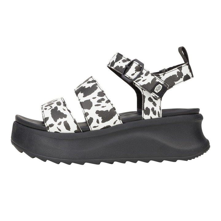 HEYDUDE Delray Buckle Animal Sandal Black/White
