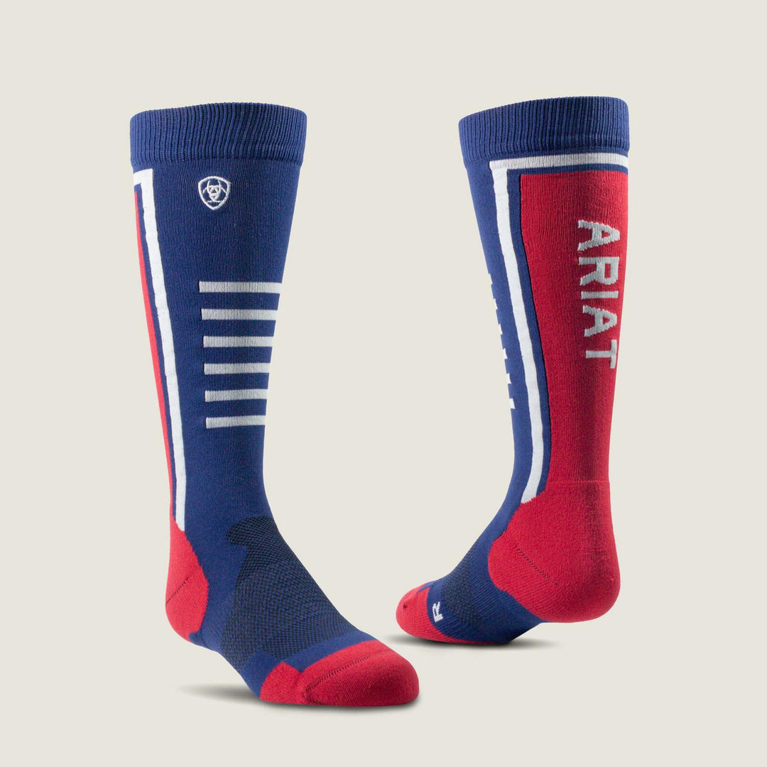 Ariat Youth Ariattek Slimline Sock Navy/red