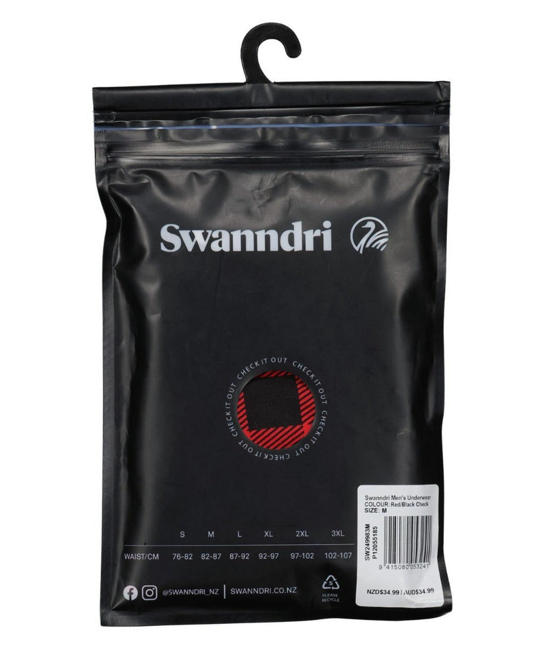 Swanndri Men's Underwear - Organic Cotton Check Boxer Briefs