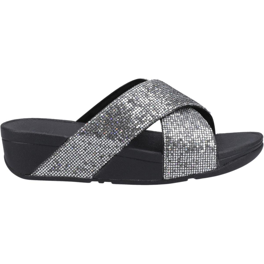 Fitflop Lulu Glitterball Cross Slides Silver