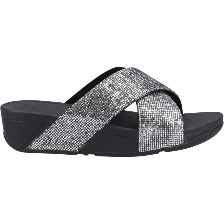 Fitflop Lulu Glitterball Cross Slides Silver