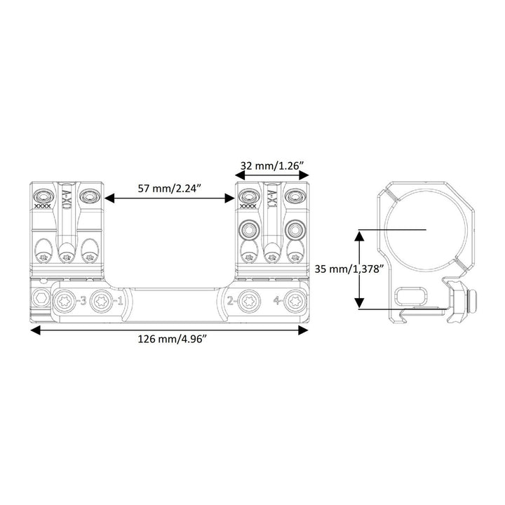 Spuhr ISMS ST-6401 36mm One-Piece Mount, 14 MOA, Sako TRG/Tikka T3