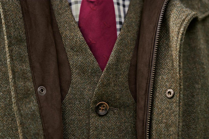 Harkila Kenmore shooting waistcoat Forest green/Herringbone