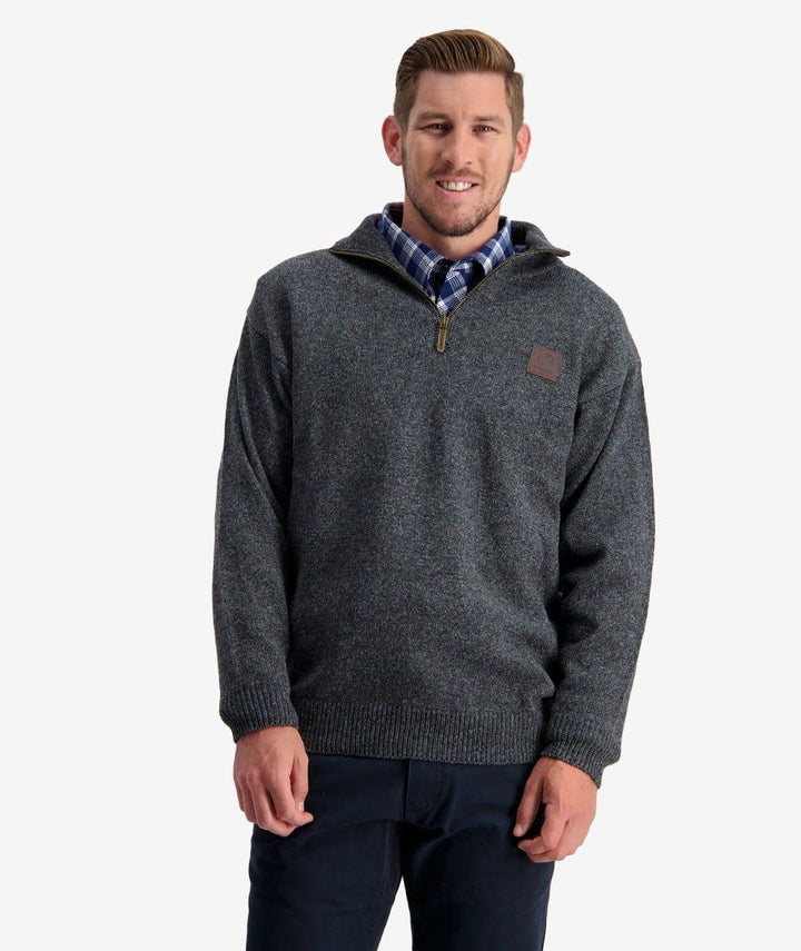Swanndri Mariner Zip Neck Sweater Charcoal Marle