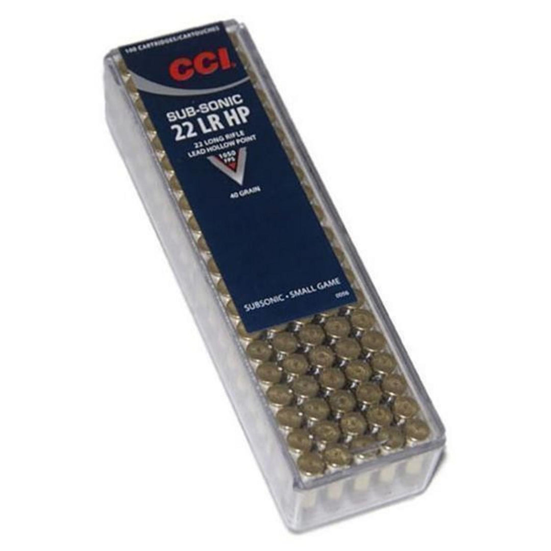 CCI .22 Rimfire Subsonic 40gr Lead Hollow Point Ammo, 100 Rounds
