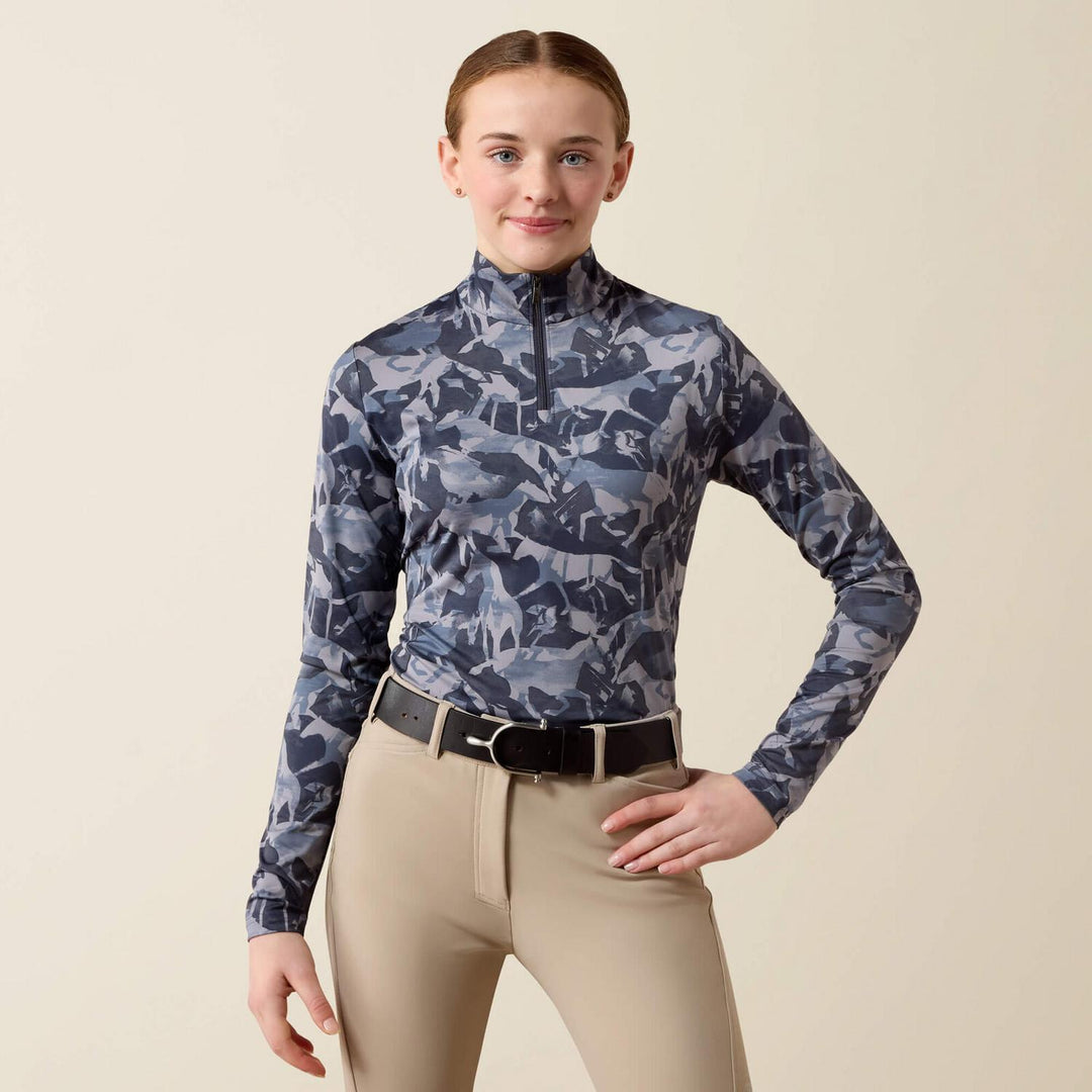 Ariat Youth Lunaveil 1/4 Zip Long Sleeve Base Layer Plr Cncdprt