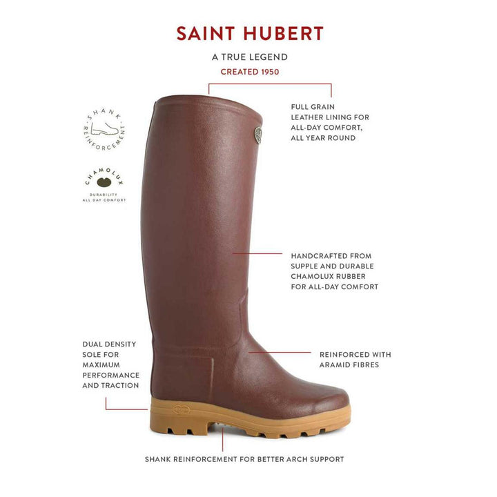 Le Chameau Men's Saint-Hubert Heritage Leather Lined Boot - Handcrafted from start to finish by a Master Bootmaker, Featuring our supple and flexible Chamolux rubber, exclusive