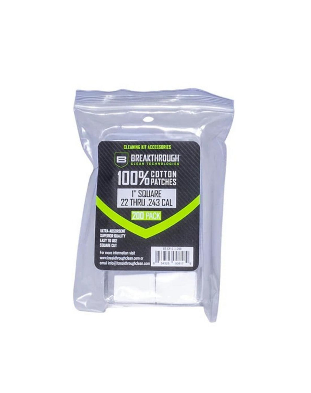 Breakthrough Clean Cotton Patches 1" .22-.243 Cal (200)