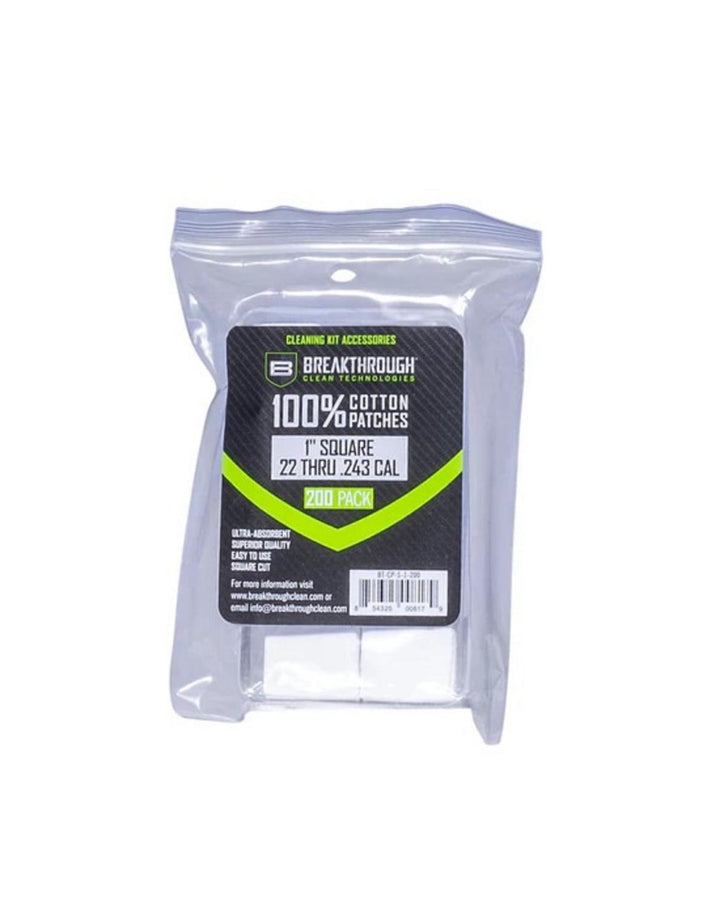 Breakthrough Clean Cotton Patches 1" .22-.243 Cal (200)