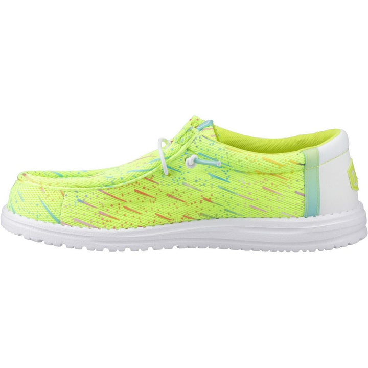 HEYDUDE Wally Party Mesh Shoes Lime Punch/White