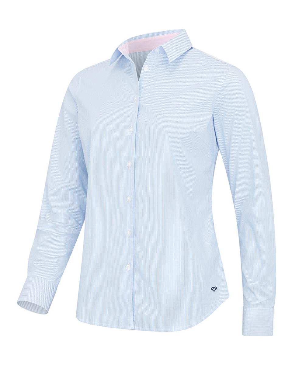 Hoggs of Fife Ingilston Ladies Stretch Stripe Shirt - Blue/White