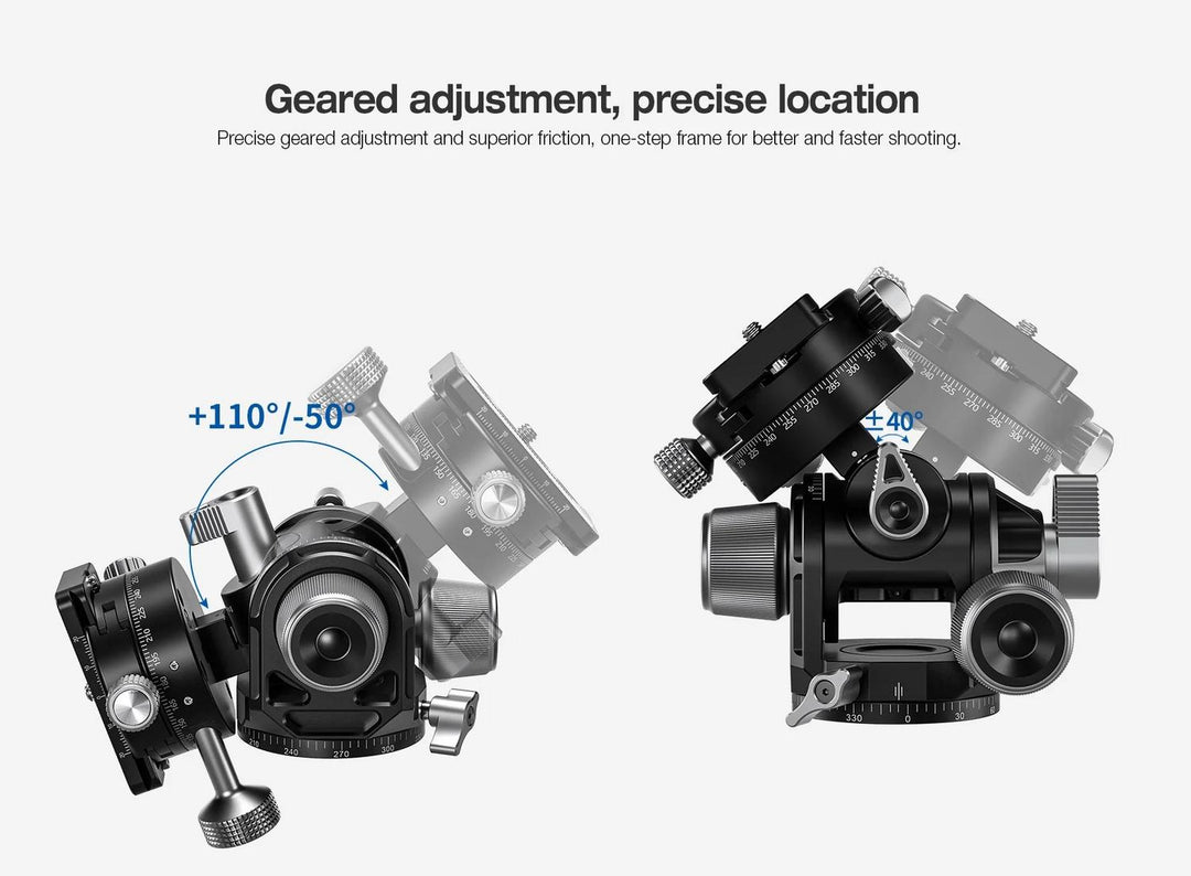 Leofoto G4PROM Four-Way Geared Head with GR-3 Panning Adapter