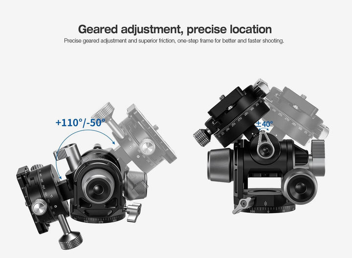Leofoto G4PROM Four-Way Geared Head with GR-3 Panning Adapter