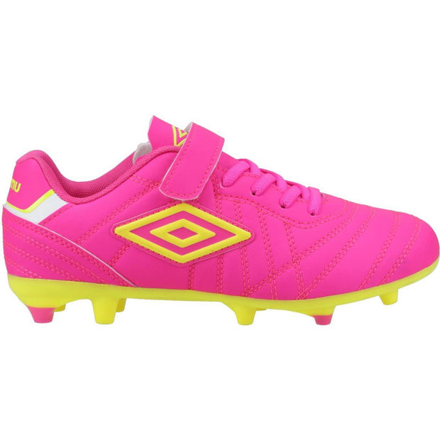 Umbro Speciali Liga Firm Ground Jnr Football Boot Hot Pink