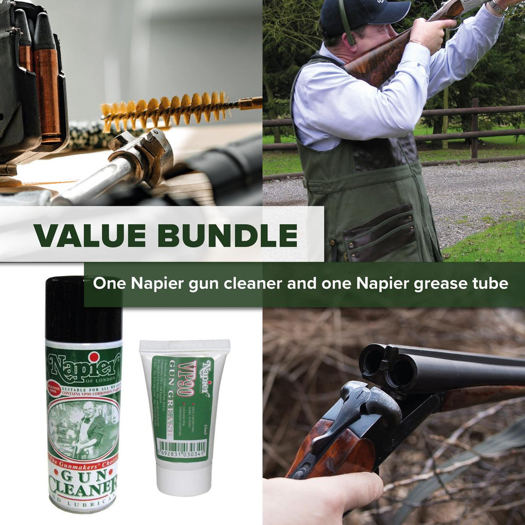 BushWear Napier Gun Cleaner 300ml Spray and Napier Gun Grease Tube 25ml (1.05 oz) Bundle