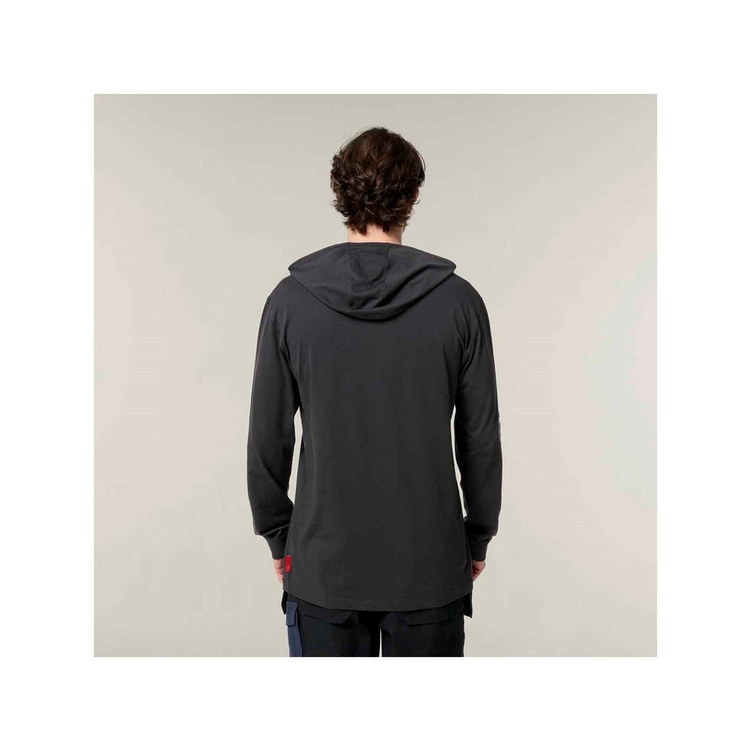 Hard Yakka Hooded Long Sleeve Tee Charcoal