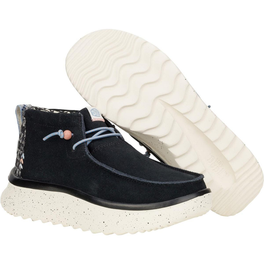 HEYDUDE Wendy Peak Hi Suede Ankle Boots Black