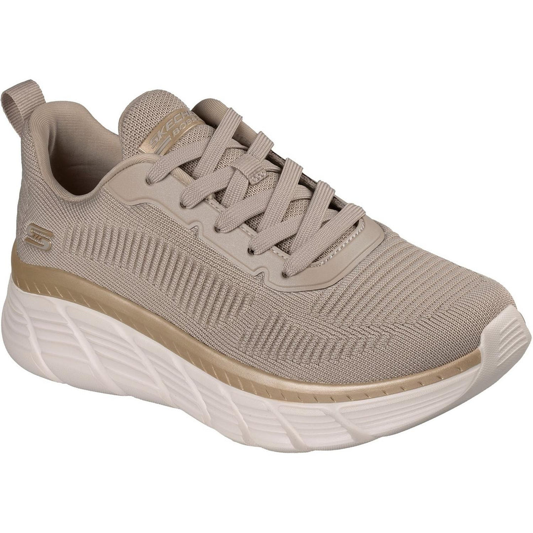 Bobs B Flex Hi Flying Trainers Taupe/Gold Engineered Knit