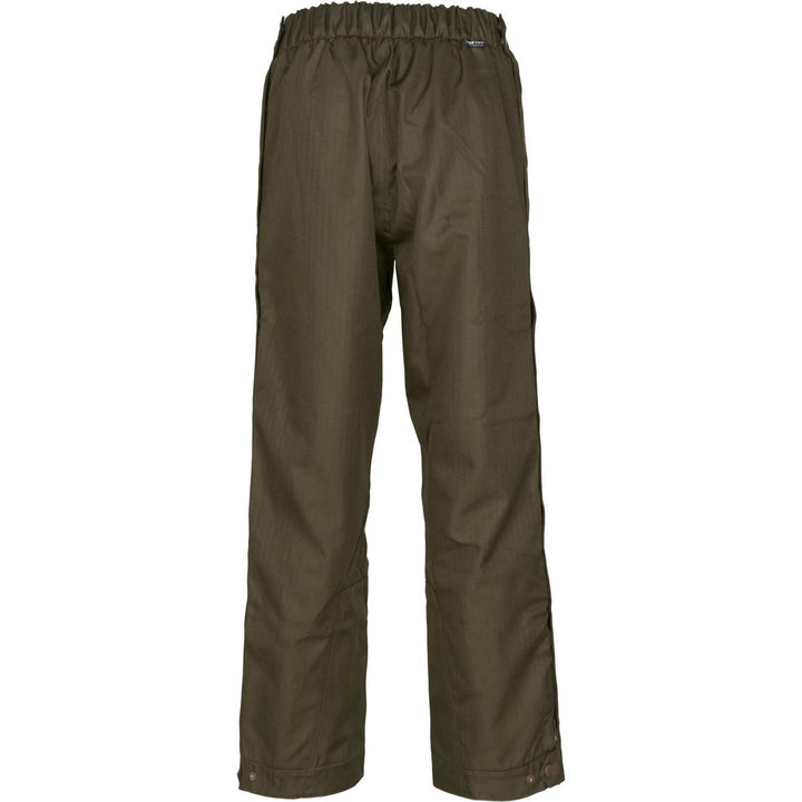 Seeland Buckthorn overtrousers, olive green, rear view showing elasticated back waist and seat seam