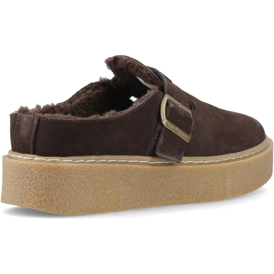 Hush Puppies Blanche Fur Mule Chocolate