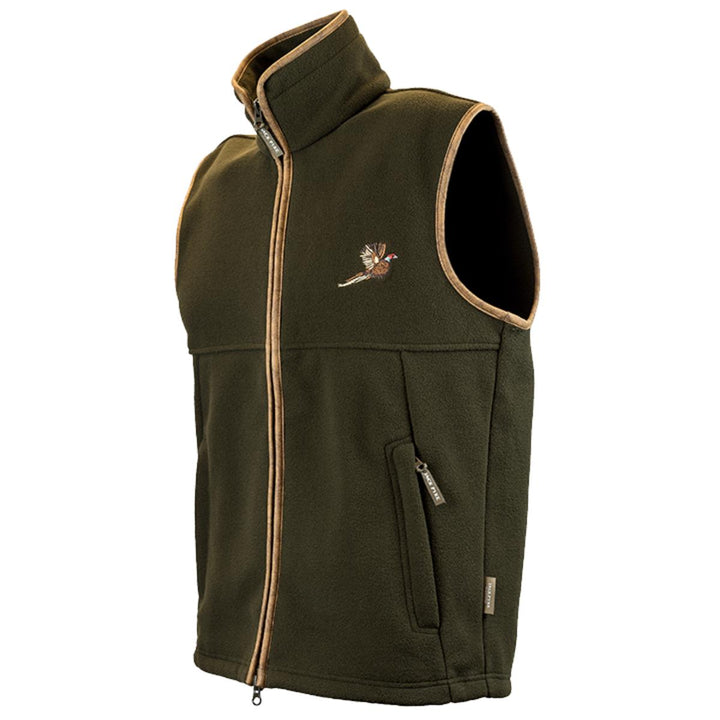 Jack Pyke Countryman Fleece Gilet with Pheasant Motif - Dark Olive