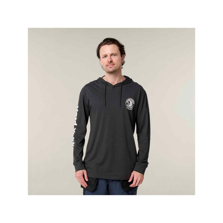 Hard Yakka Hooded Long Sleeve Tee Charcoal