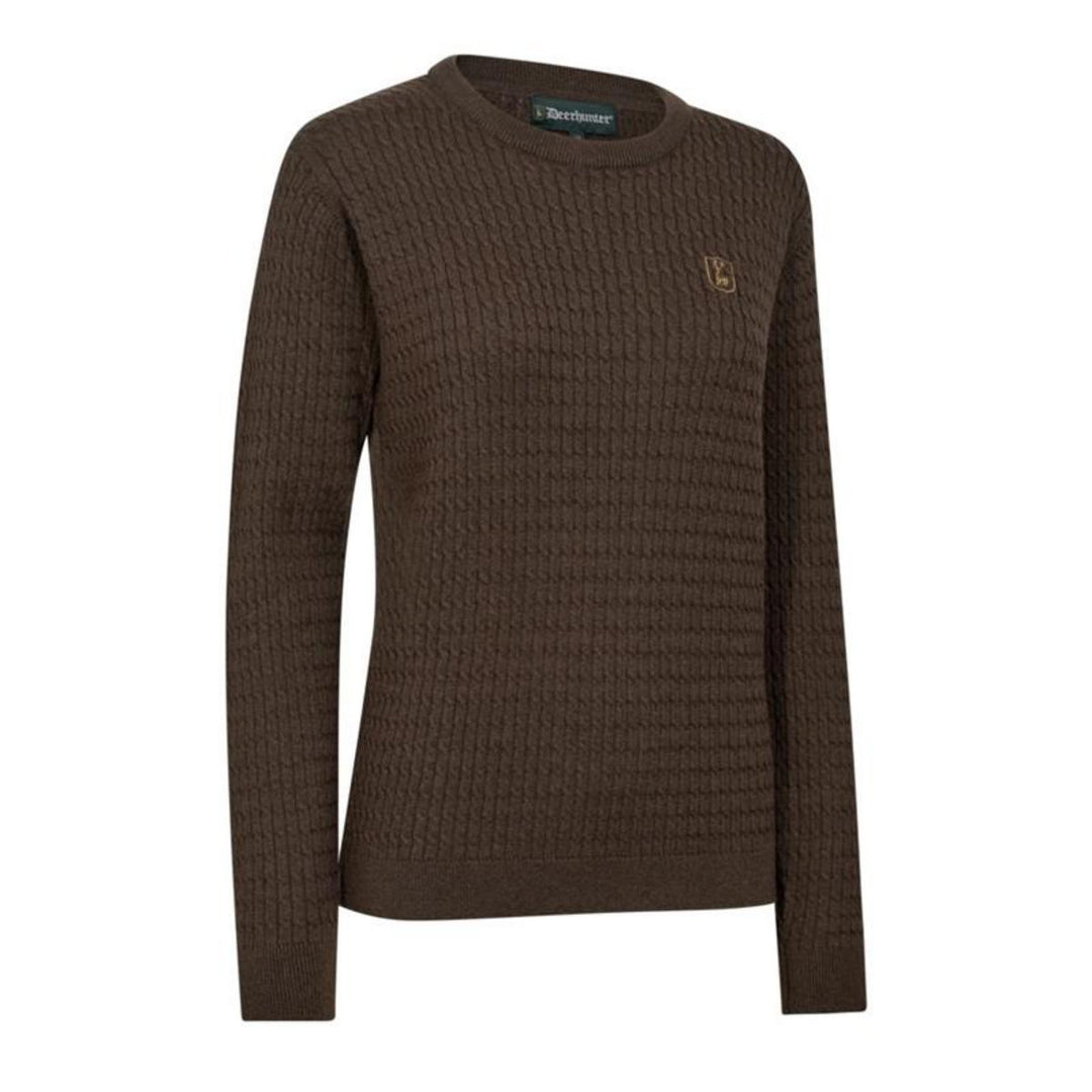 Deerhunter Women's Pullover Deerhunter Lady Harrington Cable Knit - Brown Melange