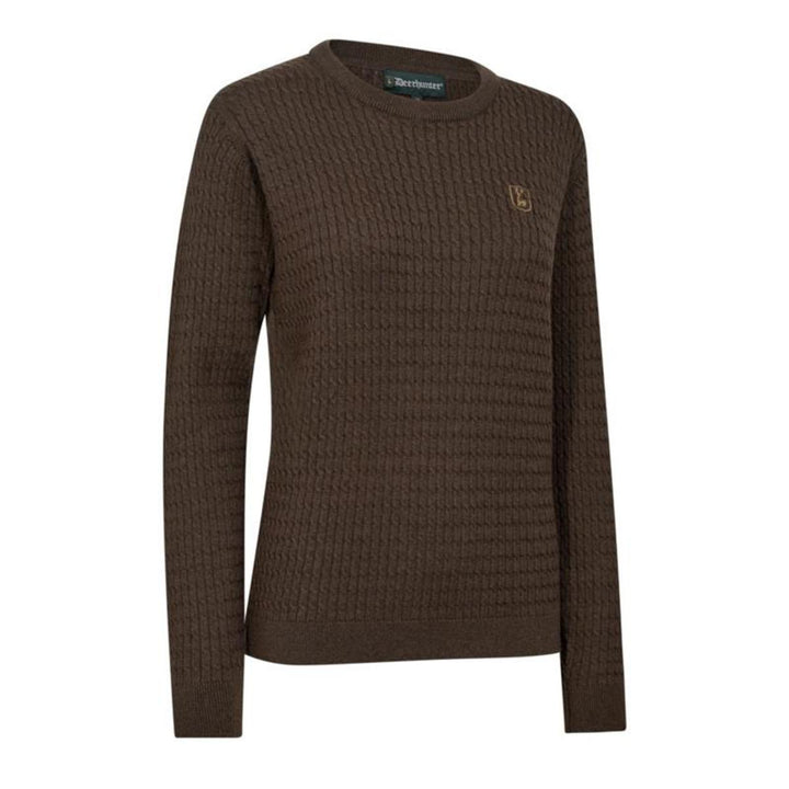 Deerhunter Women's Pullover Deerhunter Lady Harrington Cable Knit - Brown Melange