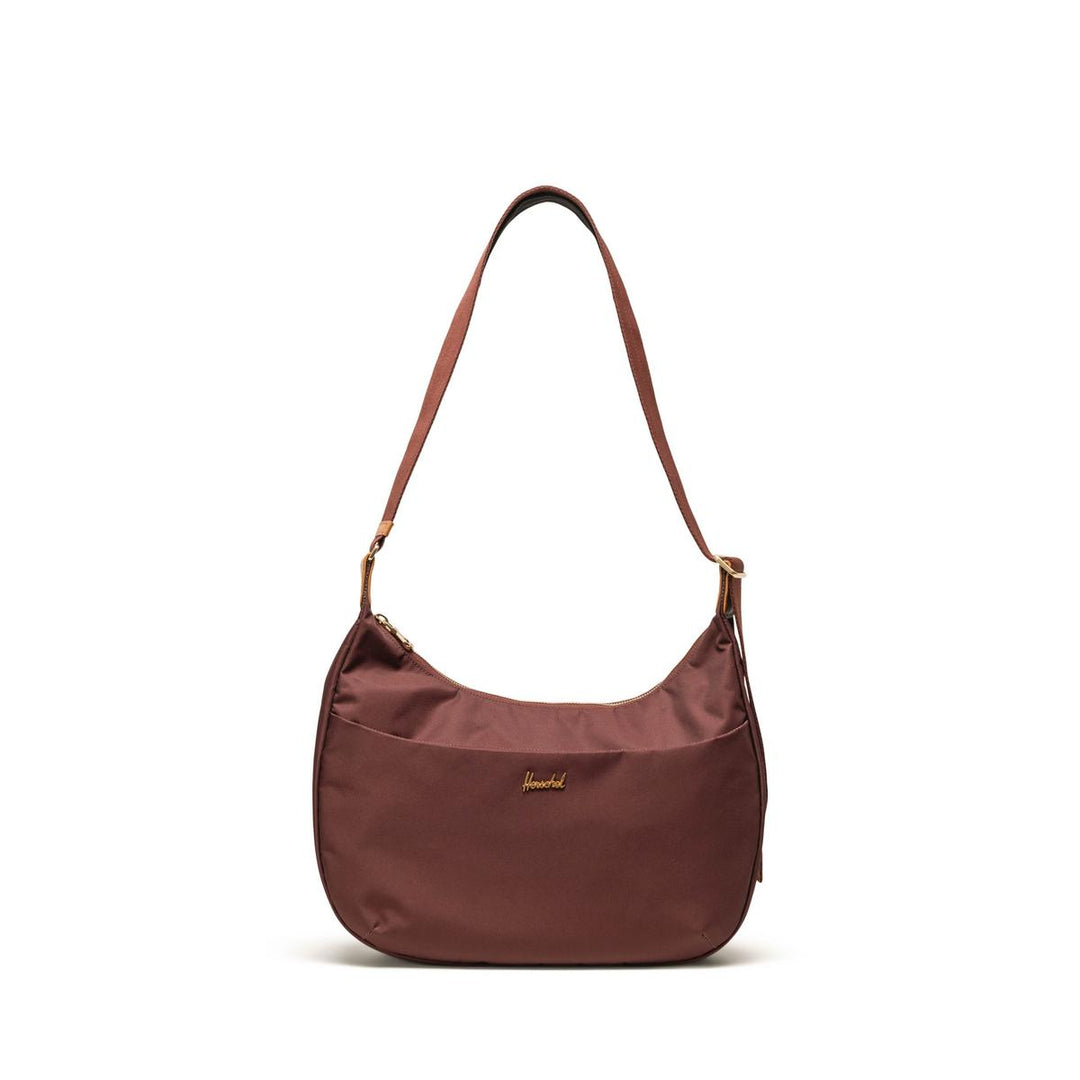 Herschel Bags Yara Shoulder Bag Rum Raisin - Smooth webbing strap adjusts for comfortable hands-free journeys, Zippered front pocket