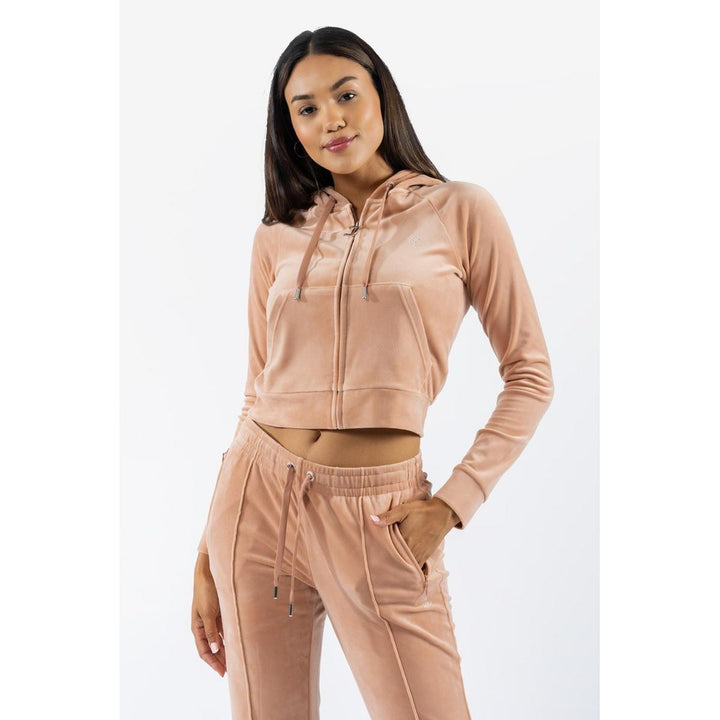 Juicy Couture Classic Velour Hoodie With Juicy  Logo Cafe Au Lait