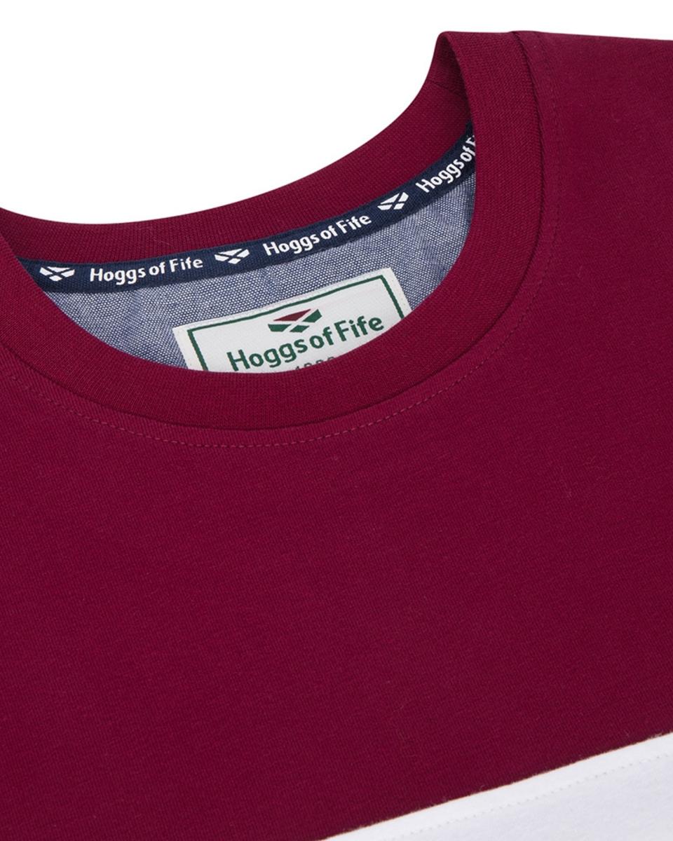 Hoggs of Fife Dalbeattie Colour Block T-Shirt - Burgundy/White/Navy