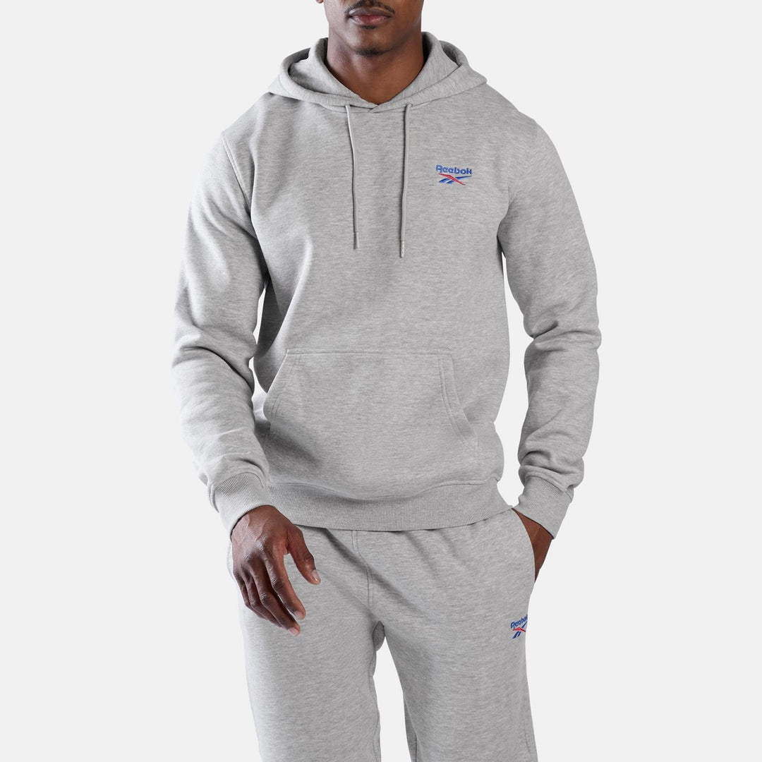 ID 2-COL LOGO FLEECE HOODIE LIGHT GREY MARL