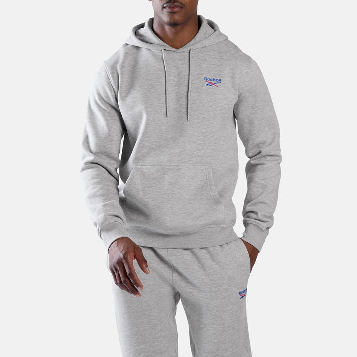 ID 2-COL LOGO FLEECE HOODIE LIGHT GREY MARL