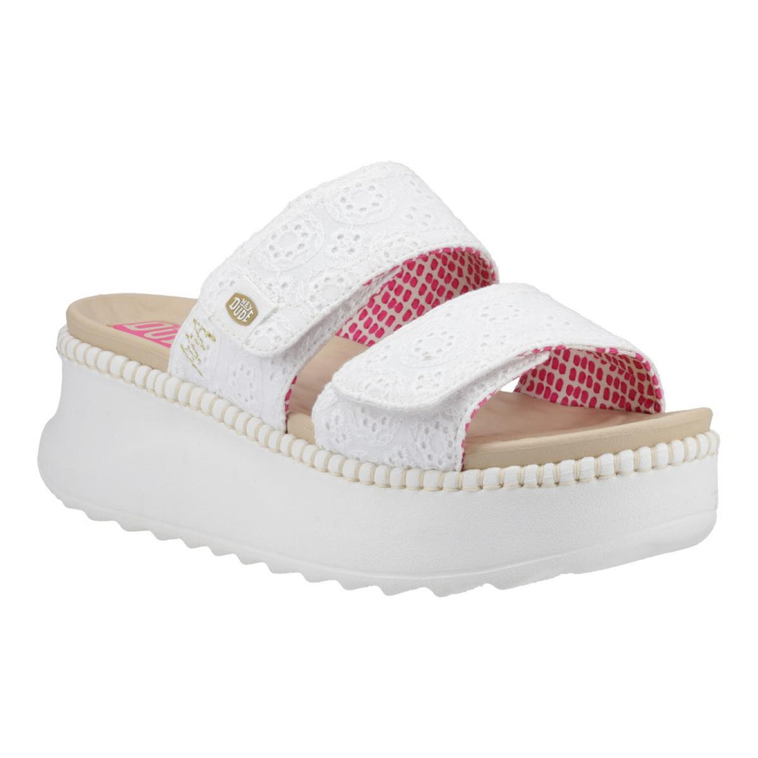 HEYDUDE Delray Slide Eyelet Sandal White