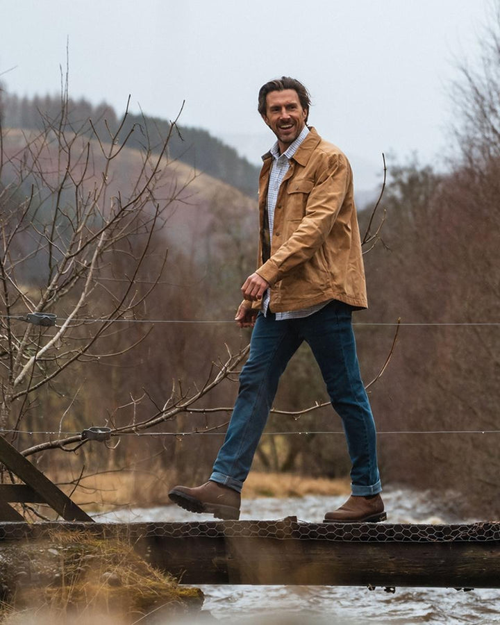 Hoggs of Fife Huntly Waxed Canvas Utility Overshirt Caramel – view 4