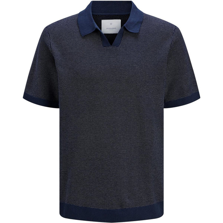 Jack & Jones Jack & Jones Premium split neck knitted polo in Navy Night Sky