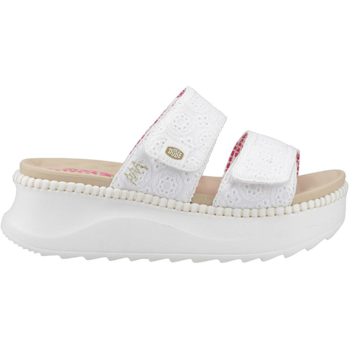 HEYDUDE Delray Slide Eyelet Sandal White